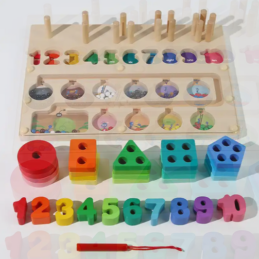 Wooden Magnetic Maze Number and Color Counting