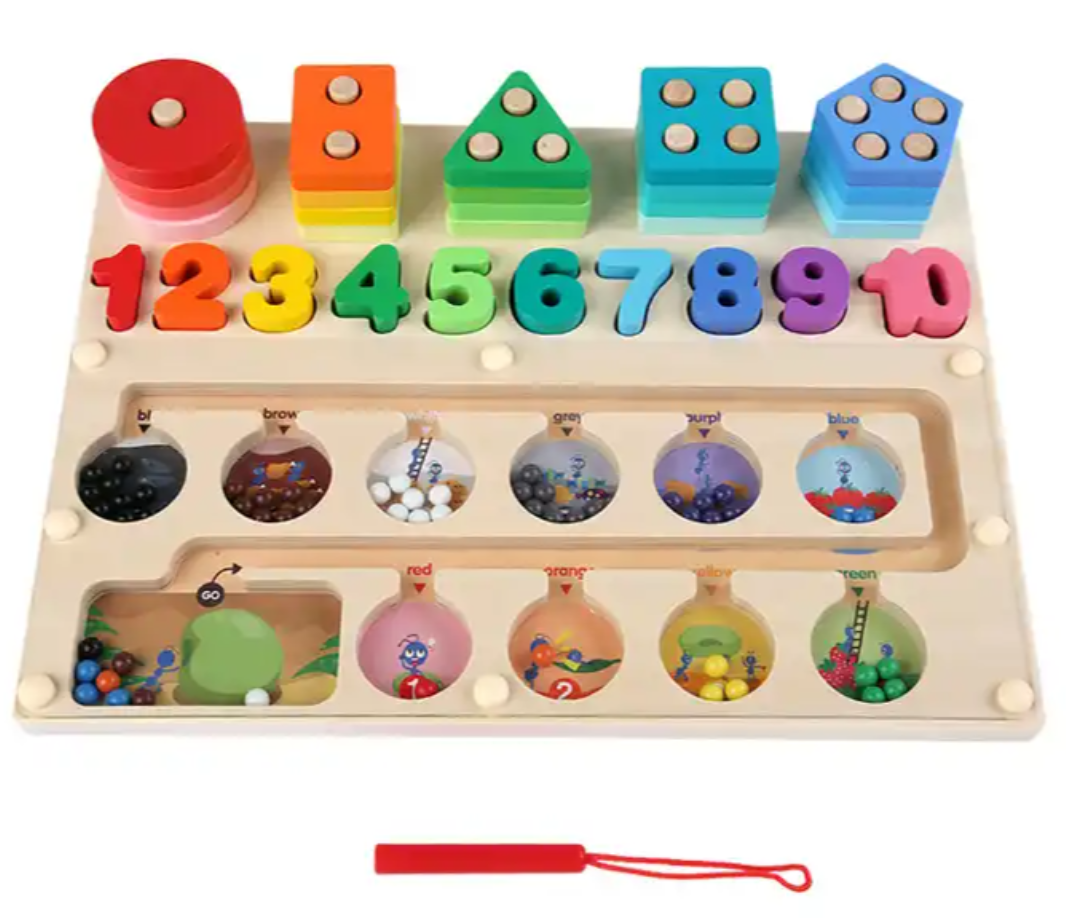 Wooden Magnetic Maze Number and Color Counting