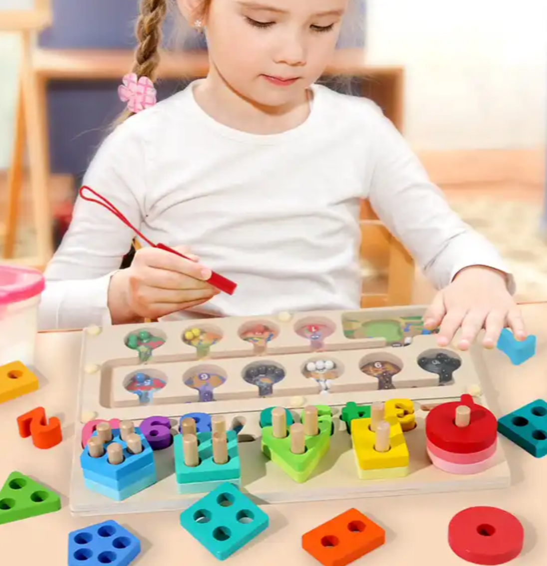 Wooden Magnetic Maze Number and Color Counting